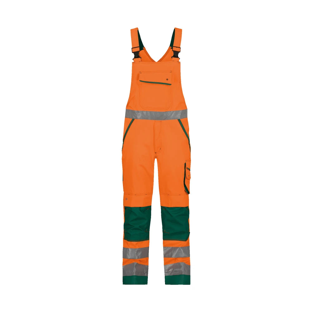 Dassy Malmedy Hogezichtbaarheidsbretelbroek Met Kniezakken 290 G/M² Fluo-Oranje Flessengroen