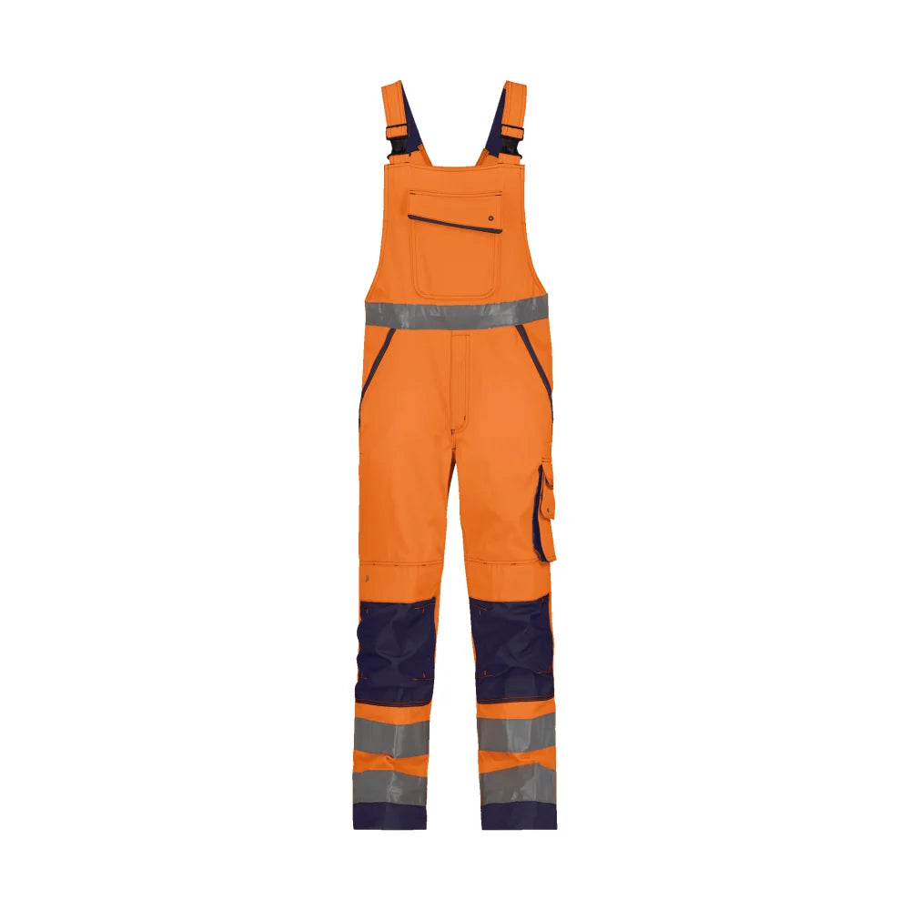 Dassy Malmedy Hogezichtbaarheidsbretelbroek Met Kniezakken 290 G/M² Fluo-Oranje Marineblauw