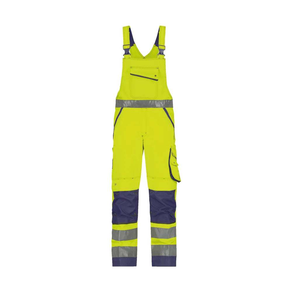 Dassy Malmedy Hogezichtbaarheidsbretelbroek Met Kniezakken 290 G/M² Fluogeel Marineblauw
