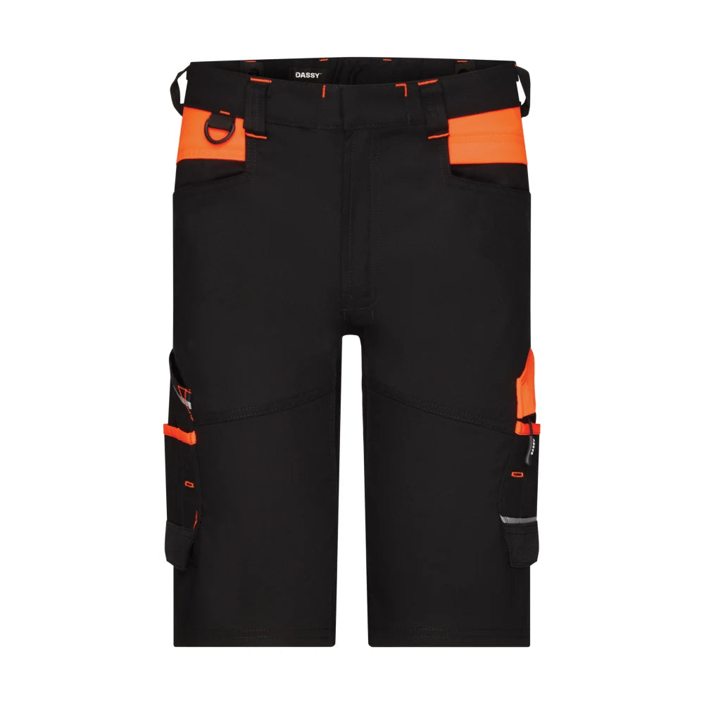 Dassy Manilla Werkshort Met Stretch 245 G/M² Zwart Fluo-Oranje
