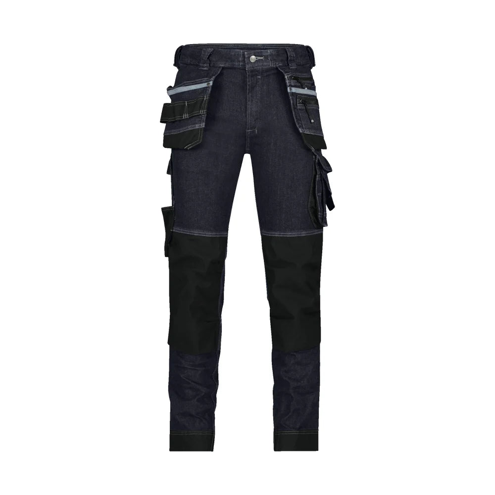 Dassy Melbourne Stretch Holsterzakkenjeans Met Kniezakken 350 G/M² Jeansblauw Zwart