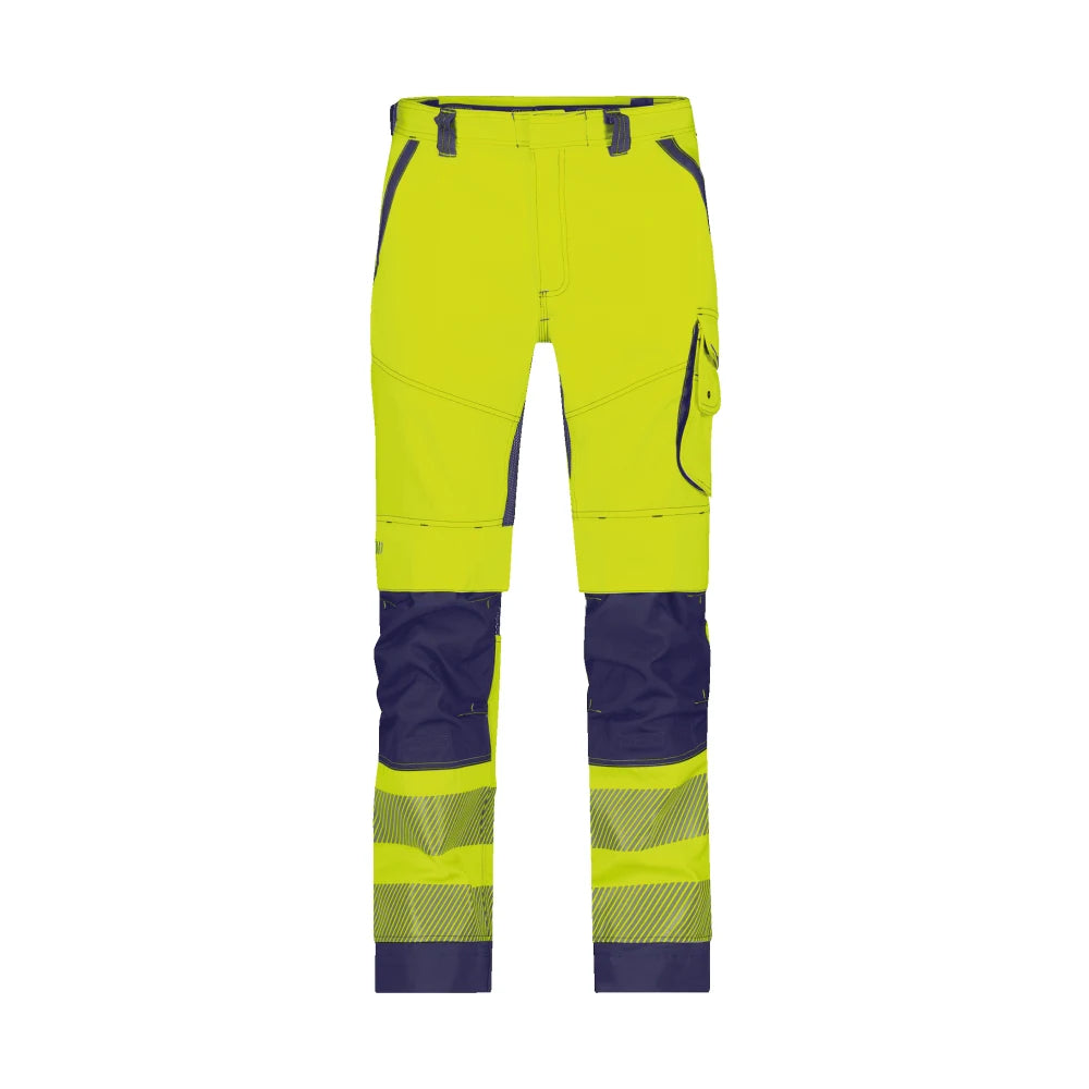 Dassy Odessa Zomer Hogezichtbaarheidsbroek Met Kniezakken 245 G/M² Fluogeel Marineblauw