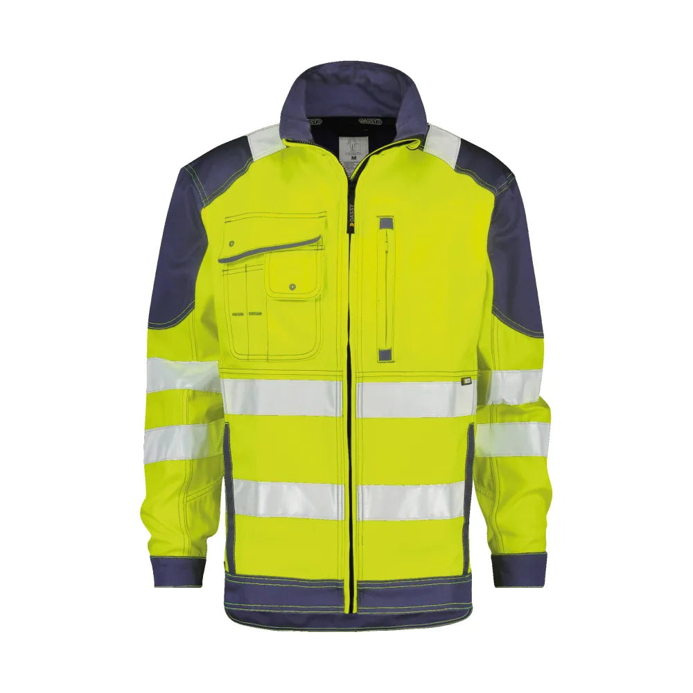 Dassy Orlando Hogezichtbaarheidsvest 290 G/M² Fluogeel Marineblauw