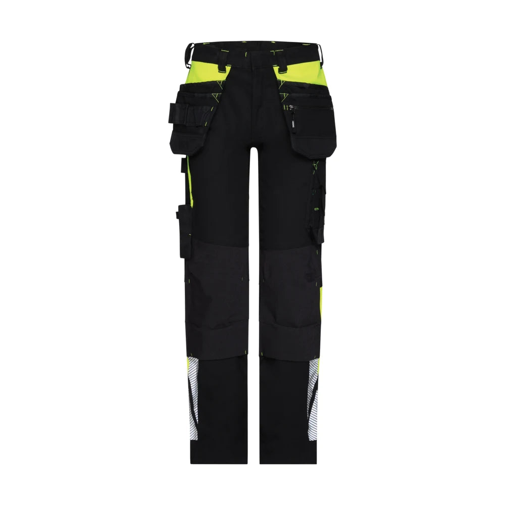 Dassy Shanghai Holsterzakkenbroek Met Stretch En Kniezakken 245 G/M² Zwart Fluogeel