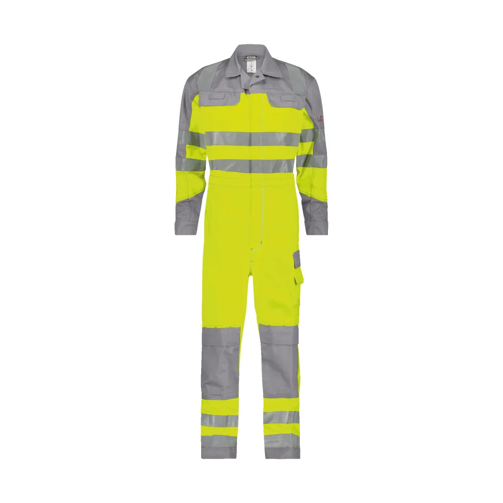 Dassy Spencer Multinorm Hogezichtbaarheidsoverall Met Kniezakken 330 G/M² Fluogeel Grafietgrijs