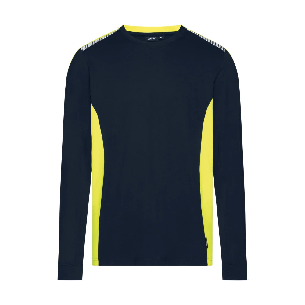 Dassy Tacoma T-Shirt Met Lange Mouwen 180 G/M² Nachtblauw Fluogeel