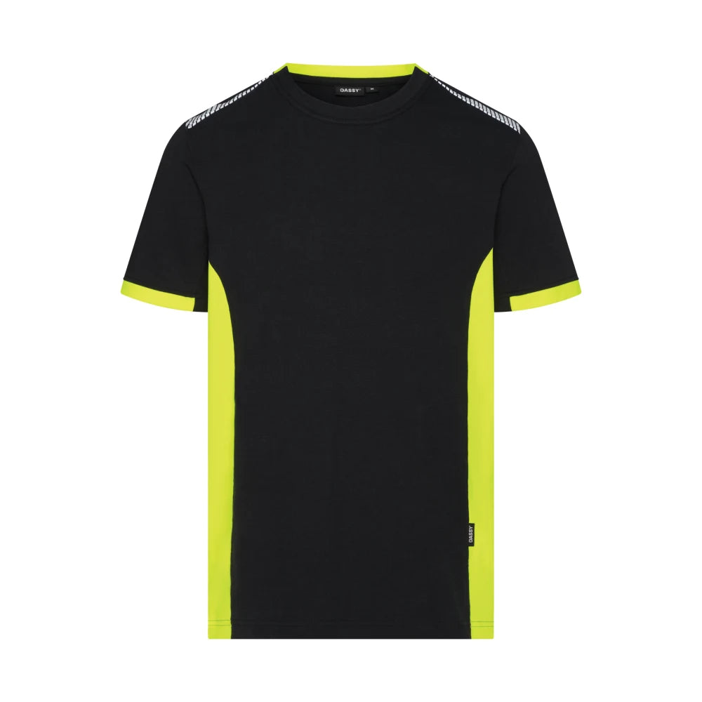 Dassy Tampico T-Shirt 180 G/M² Zwart Fluogeel