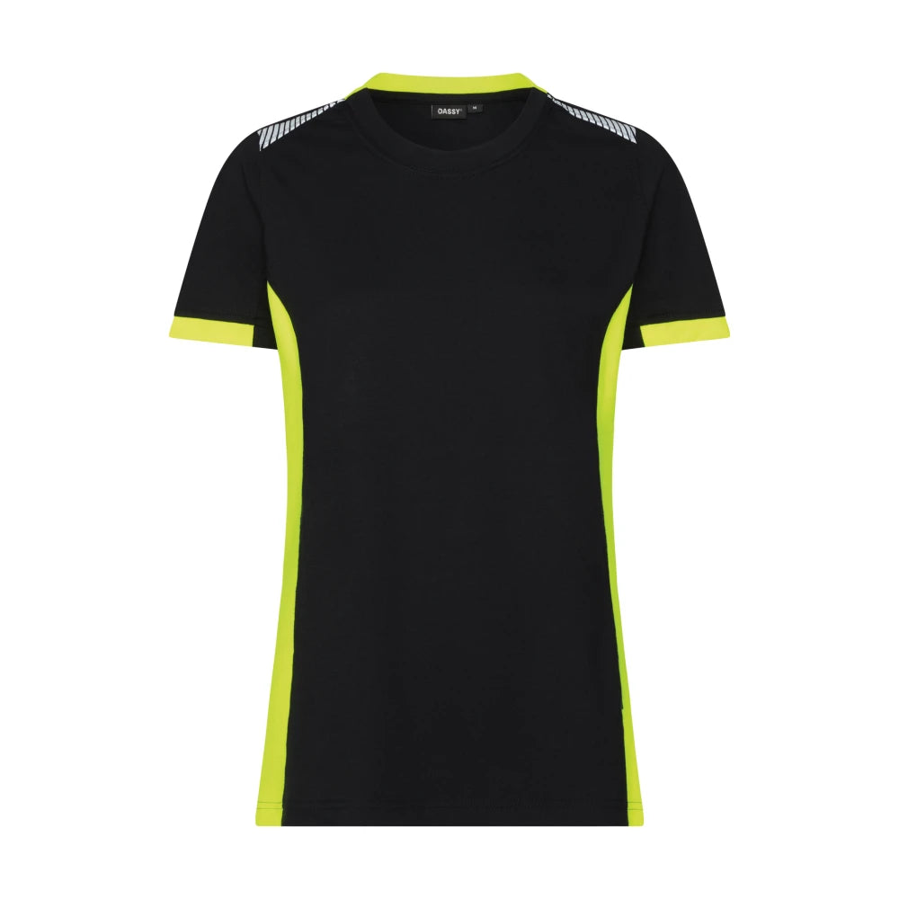Dassy Tampico Women T-Shirt Voor Dames 180 G/M² Zwart Fluogeel