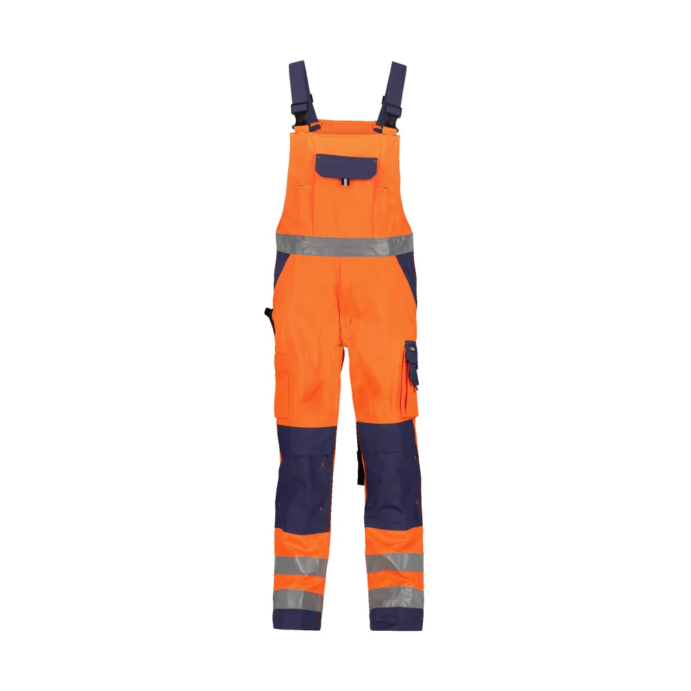 Dassy Toulouse Hogezichtbaarheidsbretelbroek Met Kniezakken 290 G/M² Fluo-Oranje Marineblauw