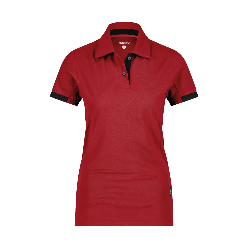 Dassy Traxion Next Women Polo Voor Dames 215 G/M² Rood Zwart