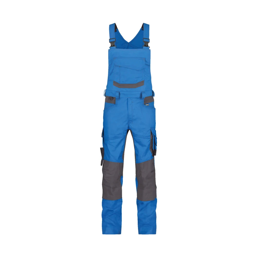 Dassy Tronix Bretelbroek Met Stretch En Kniezakken 245 G/M² Azuurblauw Antracietgrijs