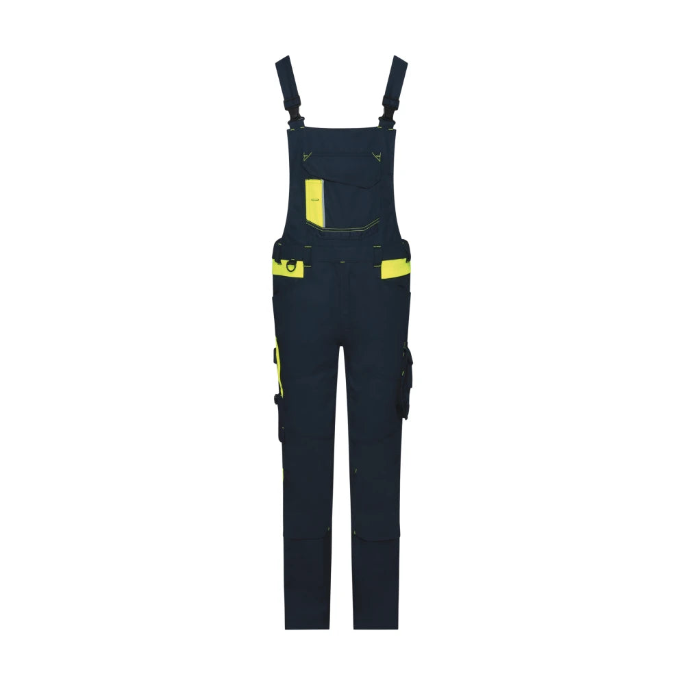Dassy Ulsan Bretelbroek Met Stretch En Kniezakken 245 G/M² Nachtblauw Fluogeel