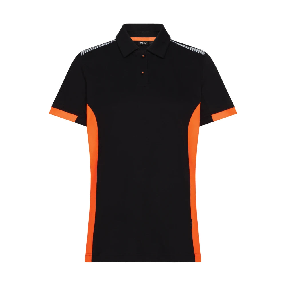 Dassy Veracruz Women Polo Voor Dames 220 G/M² Zwart Fluo-Oranje