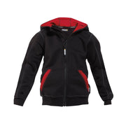 Dassy Watson Kids Sweater Met Lange Rits En Kap 290 G/M² Zwart Rood