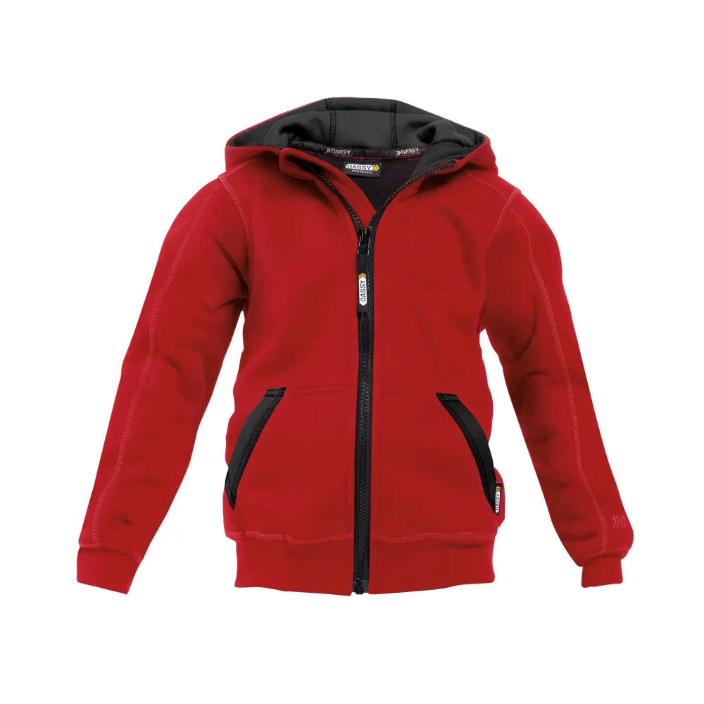 Dassy Watson Kids Sweater Met Lange Rits En Kap 290 G/M² Rood Zwart