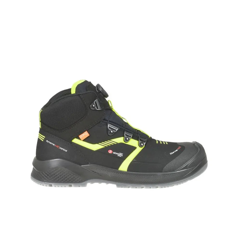 Sixton Scatto High Boa Zwart Geel S3 Werkschoenen