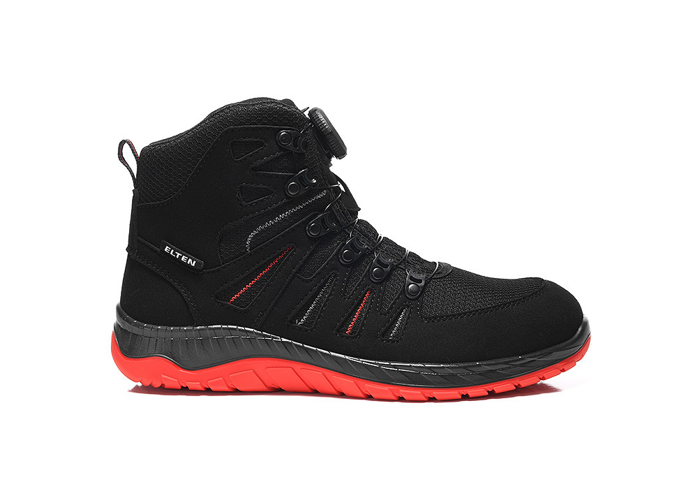 Elten Maddox Boa® Black-Red Mid Esd S3S Werkschoenen