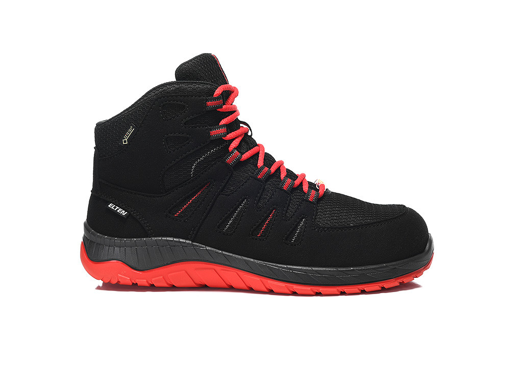 Elten Maddox Gtx W Black-Red Mid Esd S3S Ci Werkschoenen