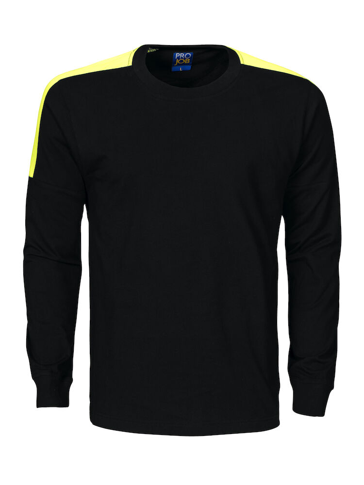 Projob 2020 T-Shirt Lange Mouwen Met Fluo Inzetstukken