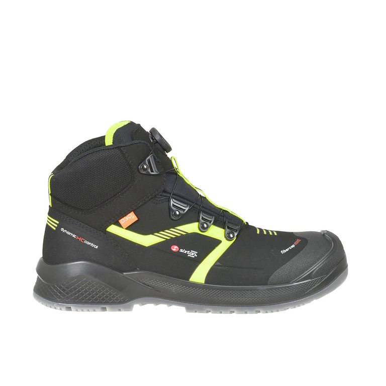 Sixton Scatto High Boa Zwart Geel Mid S3 Werkschoenen
