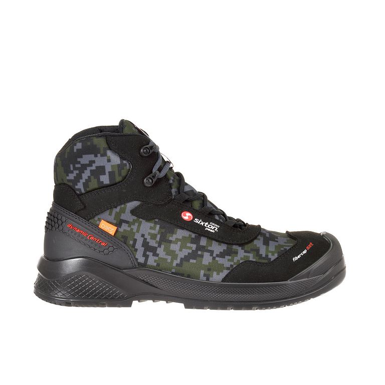 Sixton Adamant High Camouflage Zwart Groen Mid S3 Werkschoenen
