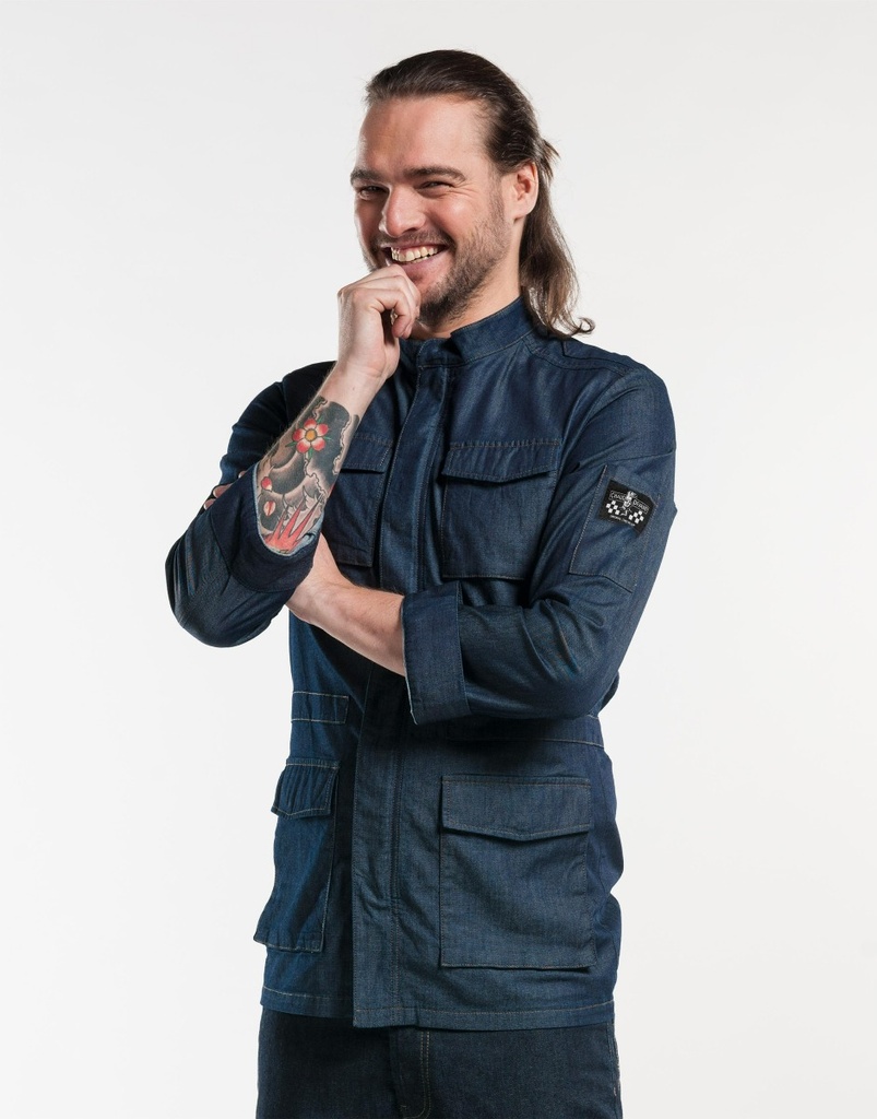 Chaud Devant Parka Blue Denim Stretch Chef Jacket