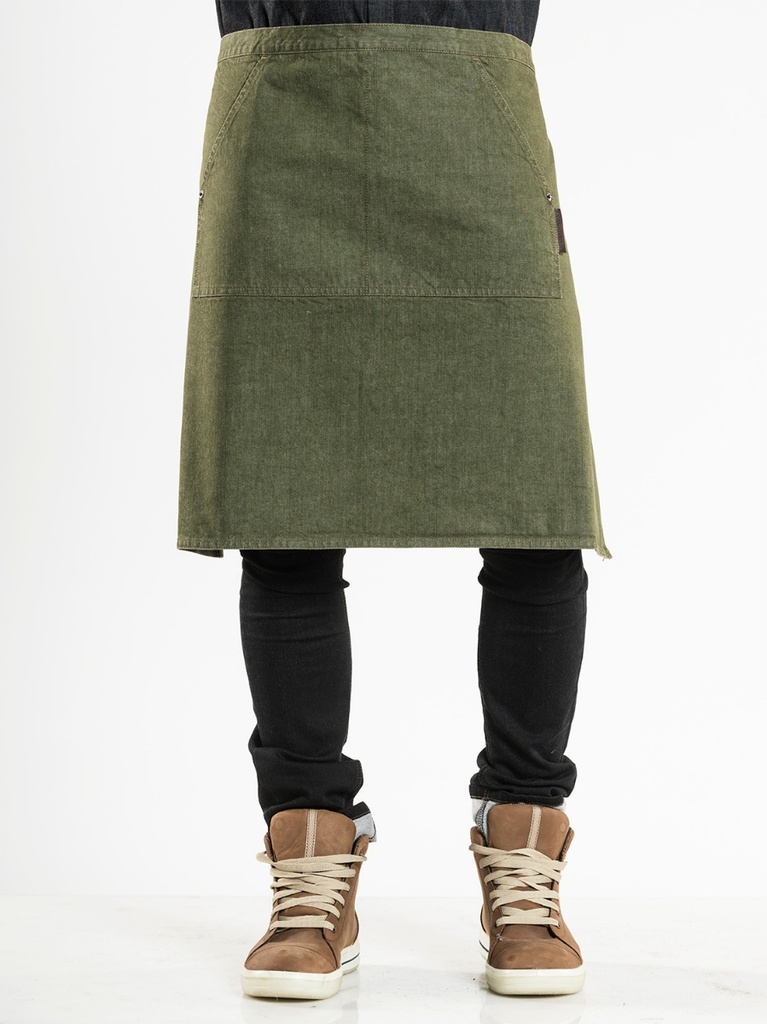 Chaud Devant Pouch Green Denim Apron