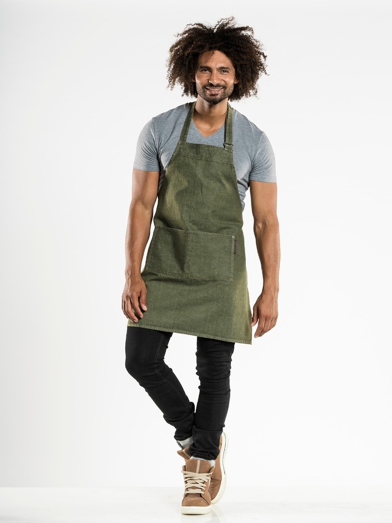 Chaud Devant Base Green Denim Bib Apron