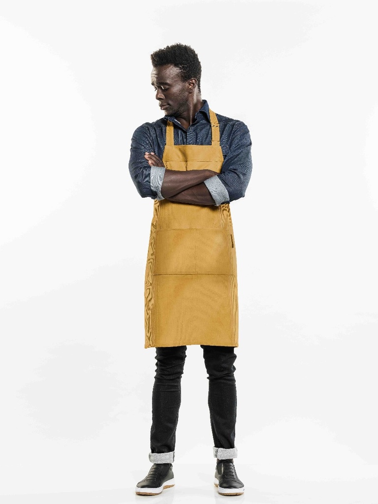 Chaud Devant Base Yellow Velvet Bib Apron