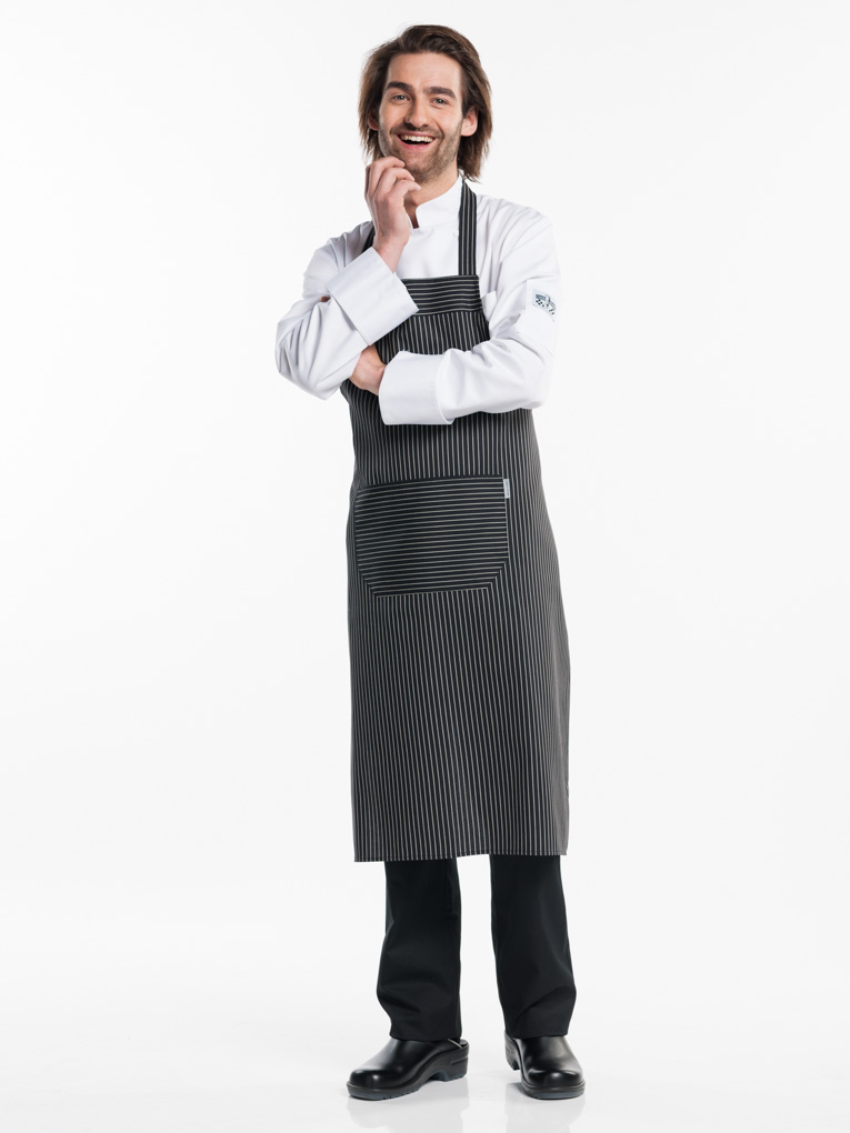Chaud Devant Ligne Noir Bib Apron