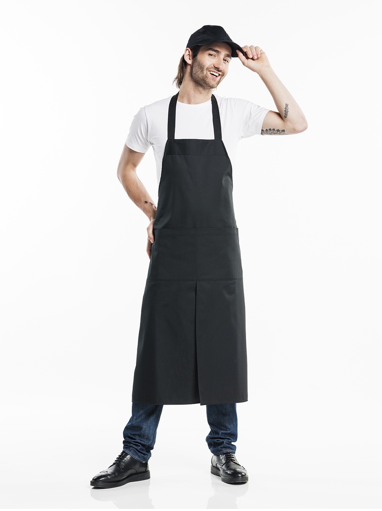 Chaud Devant 4-Pockets Black Bib Apron