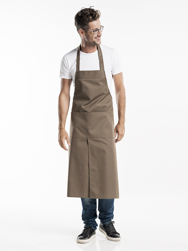 Chaud Devant 4-Pockets Taupe Bib Apron