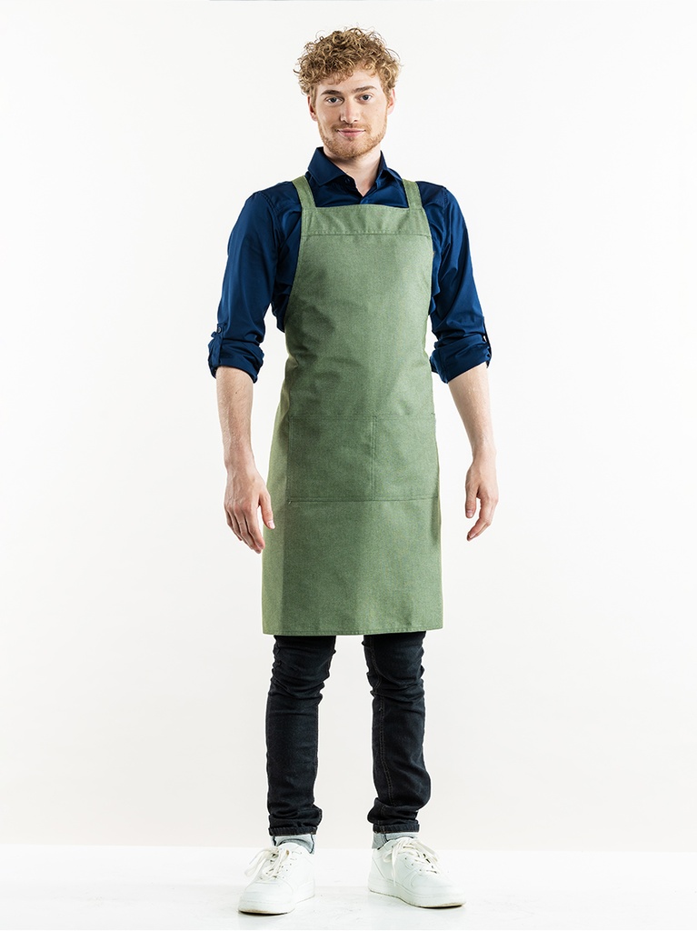 Chaud Devant Cross Moss Green Bib Apron