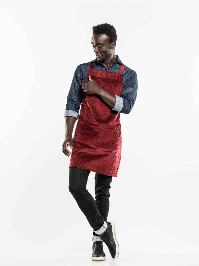 Chaud Devant Cross Red Velvet Bib Apron