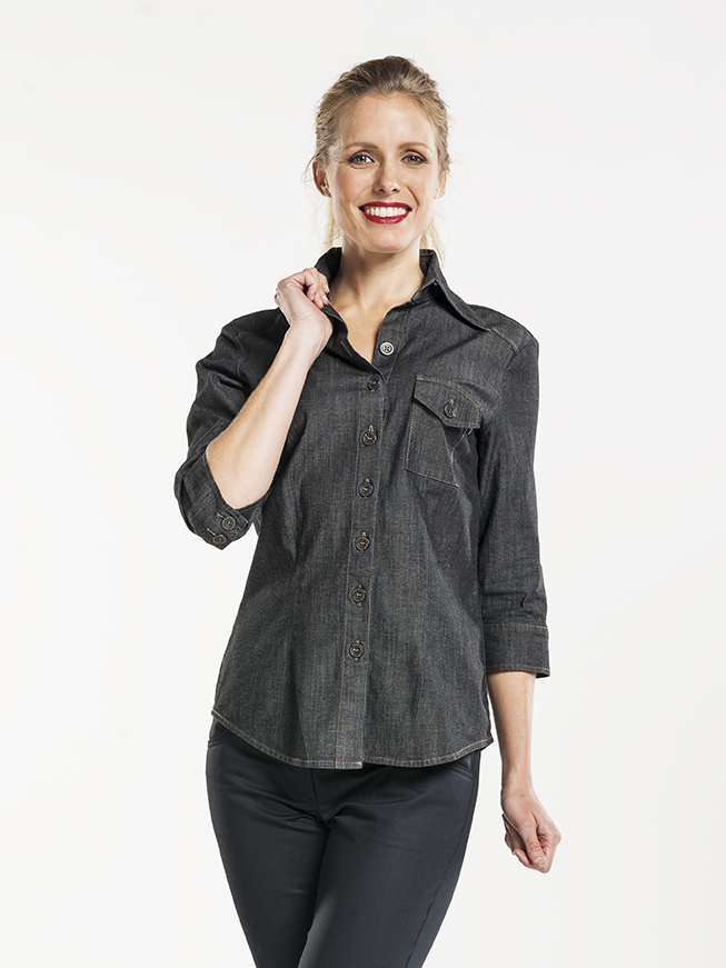 Chaud Devant Women Antra Denim Stretch 3/4 Sleeve Shirt
