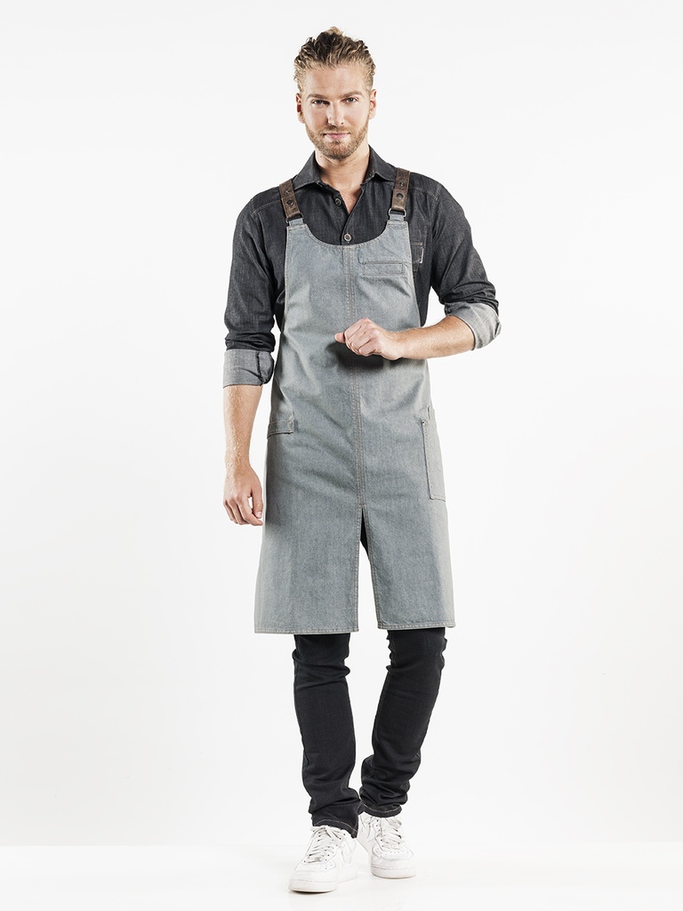 Chaud Devant Forene Cross Grey Denim Bib Apron