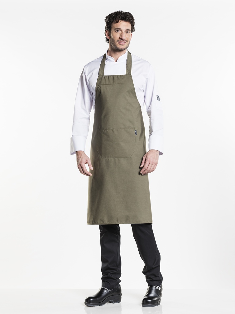 Chaud Devant Cross Dark Olive Bib Apron