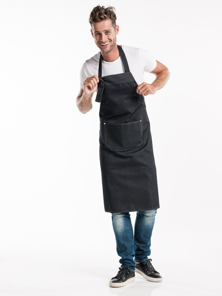 Chaud Devant Black Denim Bib Apron