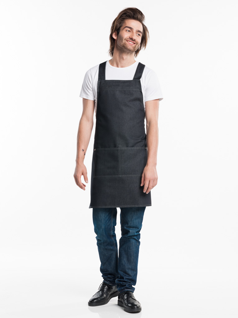 Chaud Devant Fusion Black Denim Bib Apron