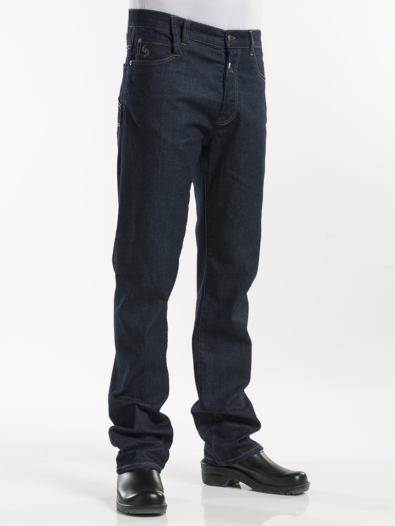 Chaud Devant Jeans Blue Denim Stretch Chef Pants