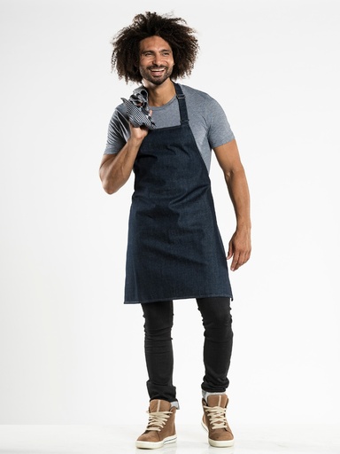 [CD-50599] Chaud Devant Plain Blue Denim 31" Bib Apron
