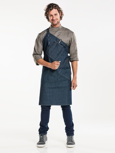 [CD-50899] Chaud Devant Skew Blue Denim Bib Apron