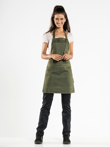 [CD-51099] Chaud Devant Salopet Green Denim Bib Apron