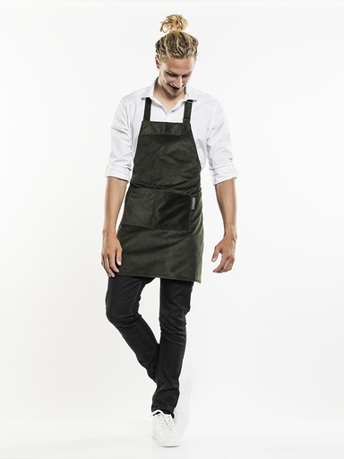 [CD-52199] Chaud Devant Base Green Velvet Bib Apron