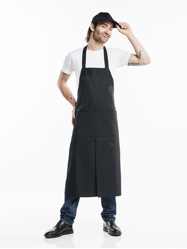 [CD-57888] Chaud Devant 4-Pockets Black Bib Apron
