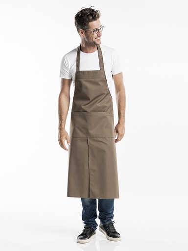 [CD-57988] Chaud Devant 4-Pockets Taupe Bib Apron