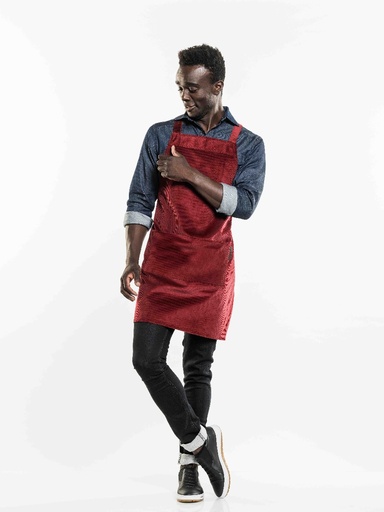 [CD-59699] Chaud Devant Cross Red Velvet Bib Apron