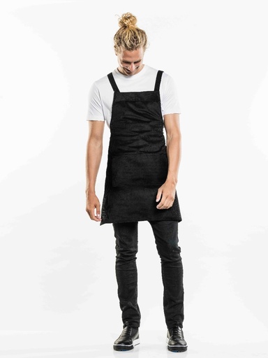 [CD-59999] Chaud Devant Cross Black Velvet Bib Apron