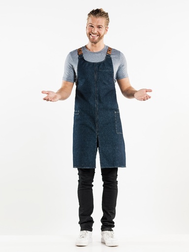 [CD-63299] Chaud Devant Forene Cross Blue Denim Bib Apron