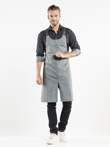 [CD-63399] Chaud Devant Forene Cross Grey Denim Bib Apron